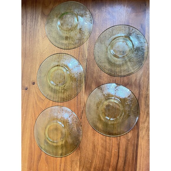 Hazel Atlas Florantine Poppy #2 5.5" Plate Green Depression Glass Saucer Floral - Picture 6 of 6